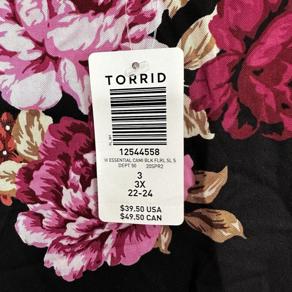 Torrid New Essential Cami Black Purple Womens 3 Floral Rayon Tank‎ Camisole 3X - Picture 4 of 9
